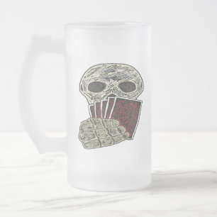 Caneca De Cerveja Vidro Jateado Jogador de Poker