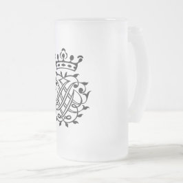 Caneca De Cerveja Vidro Jateado Johann Sebastian Bach Seal Crest Monograma Insigni