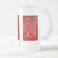Joy Ornaments on ruby red elegant