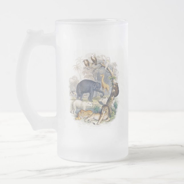 Caneca De Cerveja Vidro Jateado Jungle Tableau Fosco Mug (Esquerda)