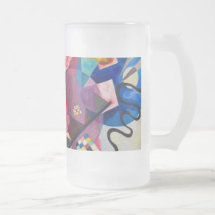 Caneca De Cerveja Vidro Jateado Kandinsky amarelo-vermelho-azul