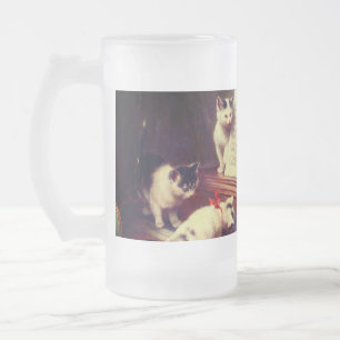 Caneca De Cerveja Vidro Jateado Kittens e Piano