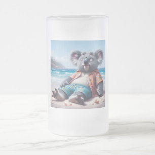 Caneca De Cerveja Vidro Jateado Koala Beach