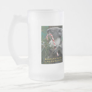 Caneca De Cerveja Vidro Jateado Koala De Natal Australiano Com Canas De Candy