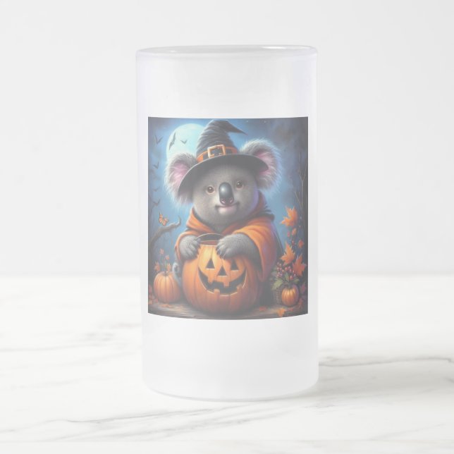 Caneca De Cerveja Vidro Jateado Koala Halloween Costume (Centro)