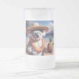 Caneca De Cerveja Vidro Jateado Koala Luau