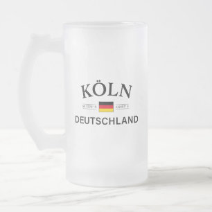Caneca De Cerveja Vidro Jateado Koln (Colônia) Coordenadas de Alemanhas Alemãs