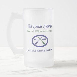 Caneca De Cerveja Vidro Jateado Lago Cabin Cottage House Beer