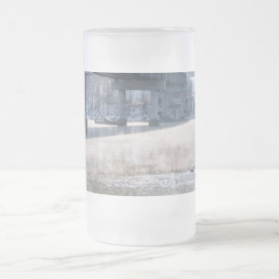 Caneca De Cerveja Vidro Jateado Lago Taneycomo Foggy Winter Fosco Glass