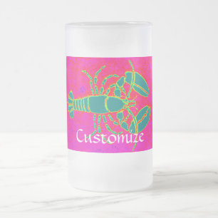 Caneca De Cerveja Vidro Jateado Lagosta Verde Maine Thunder_Cove
