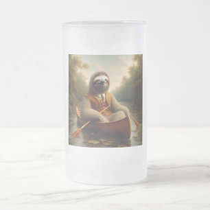 Caneca De Cerveja Vidro Jateado Lama Em Uma Canoa
