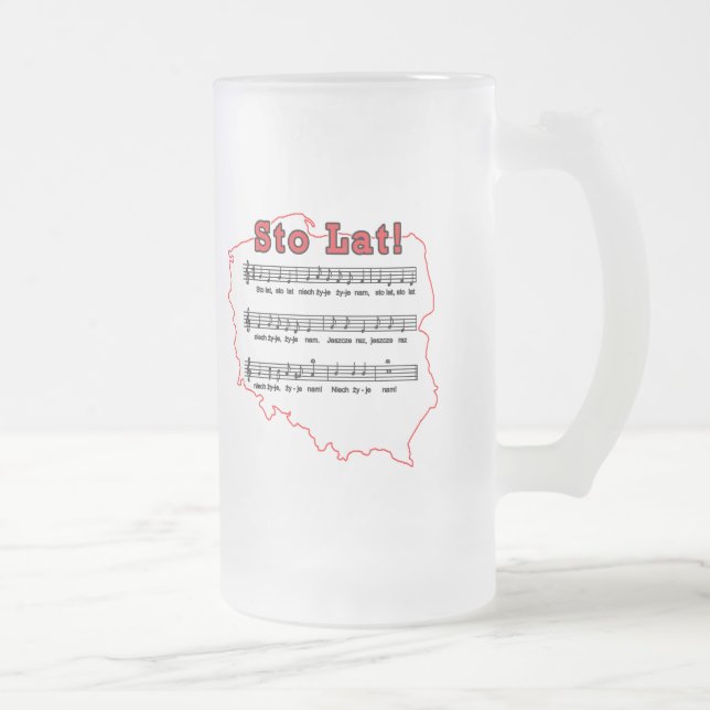 Caneca De Cerveja Vidro Jateado Lat de Sto! Mapa polonês da canção (Direita)