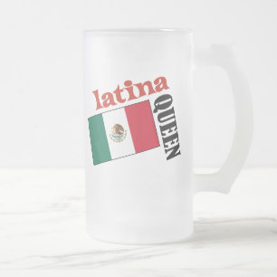 Caneca De Cerveja Vidro Jateado Latina Rainha e Bandeira Mexicana
