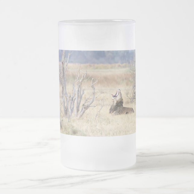 Caneca De Cerveja Vidro Jateado Leão de bocejo (Centro)