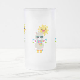 Caneca De Cerveja Vidro Jateado Legal Llama e sorrindo Kawaii Sun
