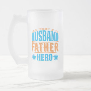 Caneca De Cerveja Vidro Jateado legal marido padre Hero arte de palavra