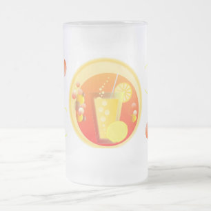 Caneca De Cerveja Vidro Jateado Lemonade Beber com uma fatia de Lemon Mug