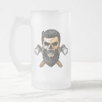 Lenhador Barbudo Caveira Machados Cruzados