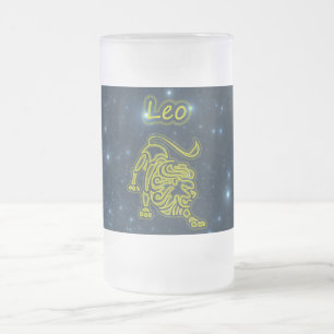Caneca De Cerveja Vidro Jateado Leo brilhante