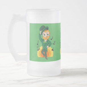 Caneca De Cerveja Vidro Jateado Leprechaun dançante, Rua.
