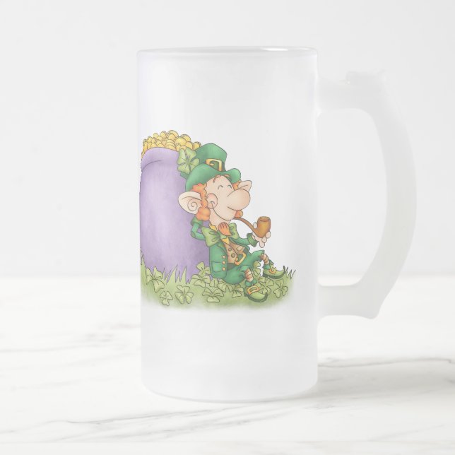 Caneca De Cerveja Vidro Jateado Leprechaun do Patrick e benção de Beer Mug - S (Direita)