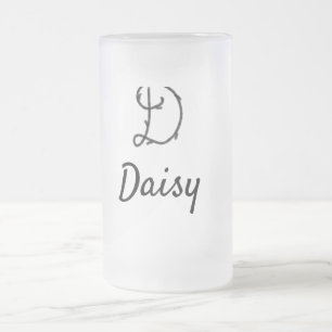 Caneca De Cerveja Vidro Jateado Letra D monograma preto minimalista simples adicio
