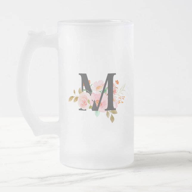 Caneca De Cerveja Vidro Jateado Letra M (Esquerda)