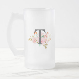 Caneca De Cerveja Vidro Jateado Letra T