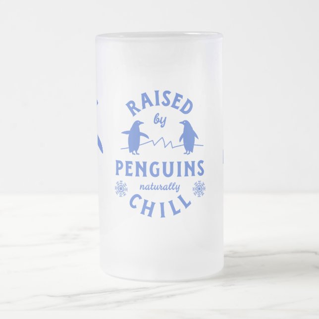 Caneca De Cerveja Vidro Jateado Levantado por Pinguins Naturalmente Chill (Centro)