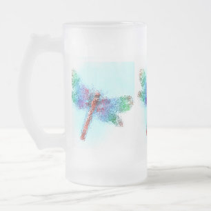 Caneca De Cerveja Vidro Jateado Libélula Crystalized (azul)