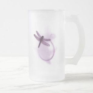 Caneca De Cerveja Vidro Jateado Libélula roxa