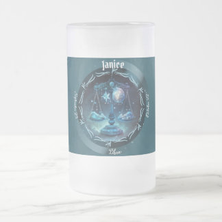 Caneca De Cerveja Vidro Jateado Libra Zodiac Personalizável