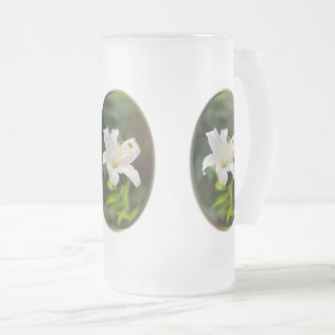 Caneca De Cerveja Vidro Jateado Lily branca-selvagem