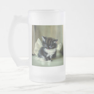 Caneca De Cerveja Vidro Jateado Língua Vintage de Cristóvão Preto e Branco