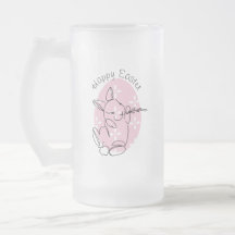 Linha de Arte de Coelho Fofo Ovo Rosa Primavera