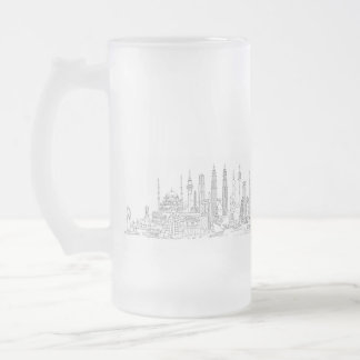 Caneca De Cerveja Vidro Jateado Linha do horizonte do mundo (preto + branco)