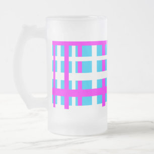 Caneca De Cerveja Vidro Jateado Listras brancas cor-de-rosa claro