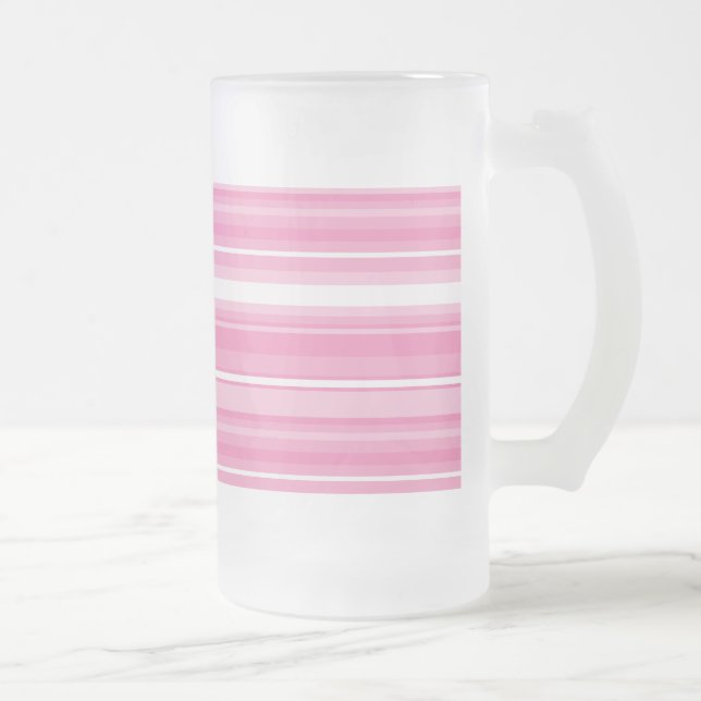 Caneca De Cerveja Vidro Jateado Listras cor-de-rosa (Direita)
