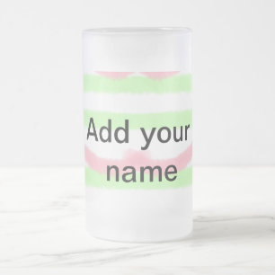 Caneca De Cerveja Vidro Jateado Listras de aquarela simples monograma adicionar no