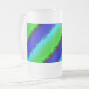 Caneca De Cerveja Vidro Jateado Listras de Vidro Quebrado Azul Verde
