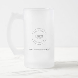 Caneca De Cerveja Vidro Jateado logotipo do site de promoção comercial preto e bra