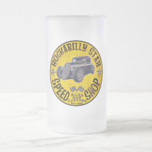 Caneca De Cerveja Vidro Jateado Loja Rockabilly da velocidade