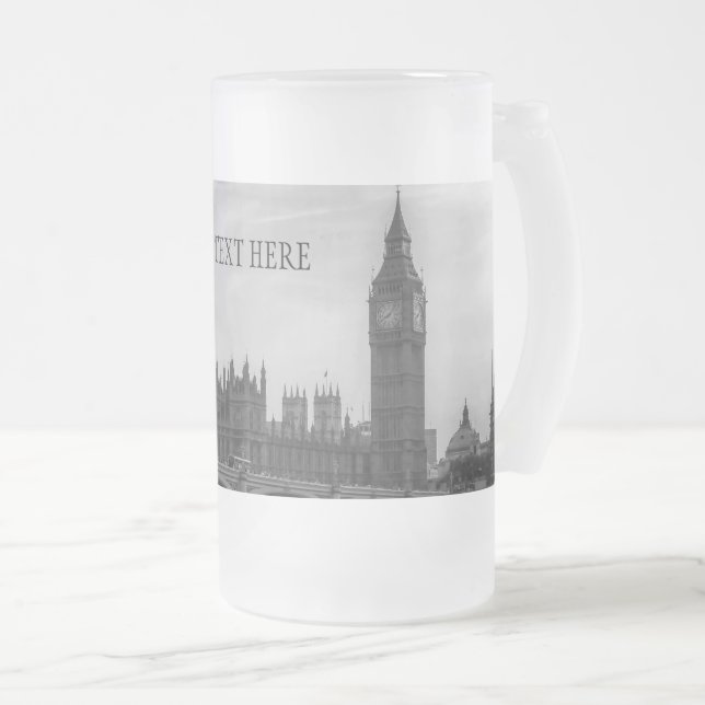 Caneca De Cerveja Vidro Jateado Londres Inglaterra Reino Unido Parlamento (Frente Esquerda)