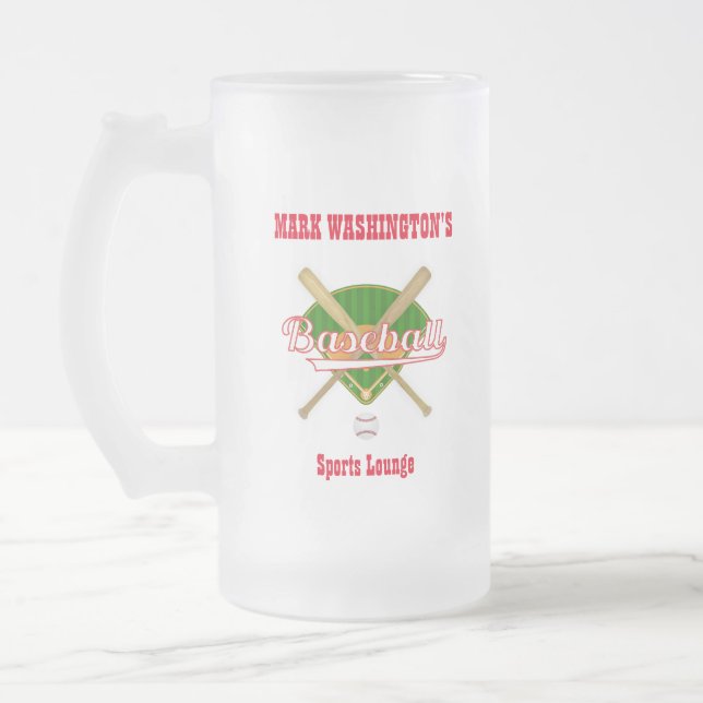 Caneca De Cerveja Vidro Jateado Lounja Esportiva do Jogador de Beisebol (Esquerda)