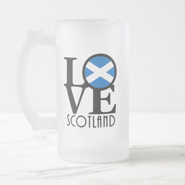 Caneca De Cerveja Vidro Jateado LOVE Scotland (Esquerda)