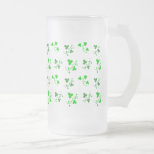Caneca De Cerveja Vidro Jateado Lucky Green Irish Shamrocks Mug