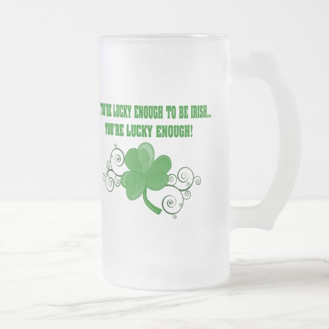 Caneca De Cerveja Vidro Jateado Lucky Irish Mug (Direita)