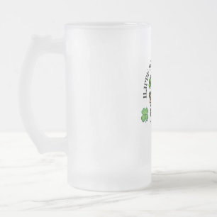 Caneca De Cerveja Vidro Jateado Lucky Leprechaun Rua. Dia de Patrick