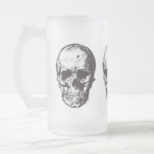Caneca De Cerveja Vidro Jateado Maçã Da Cabeça Do Crânio, Vidro Da Cabeça Do Crâni