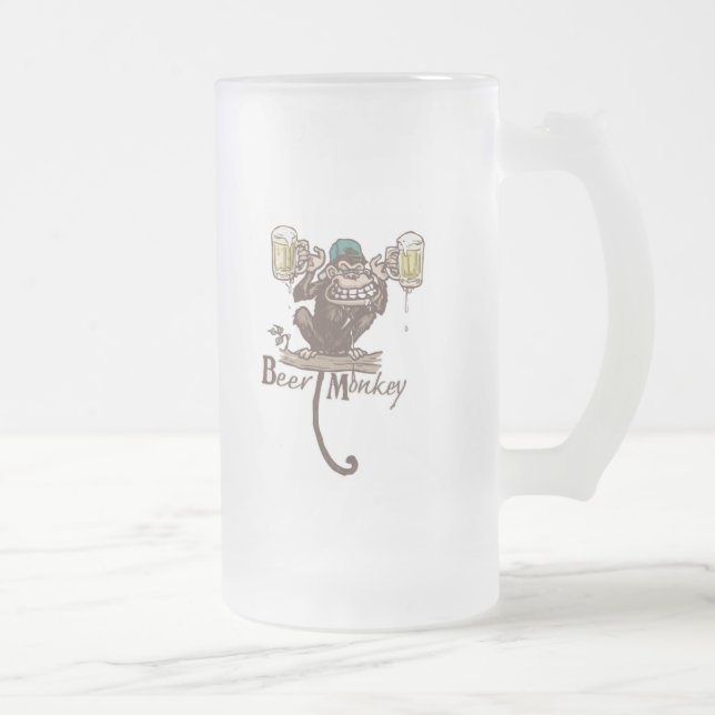 Caneca De Cerveja Vidro Jateado Macaco-Cerveja (Direita)